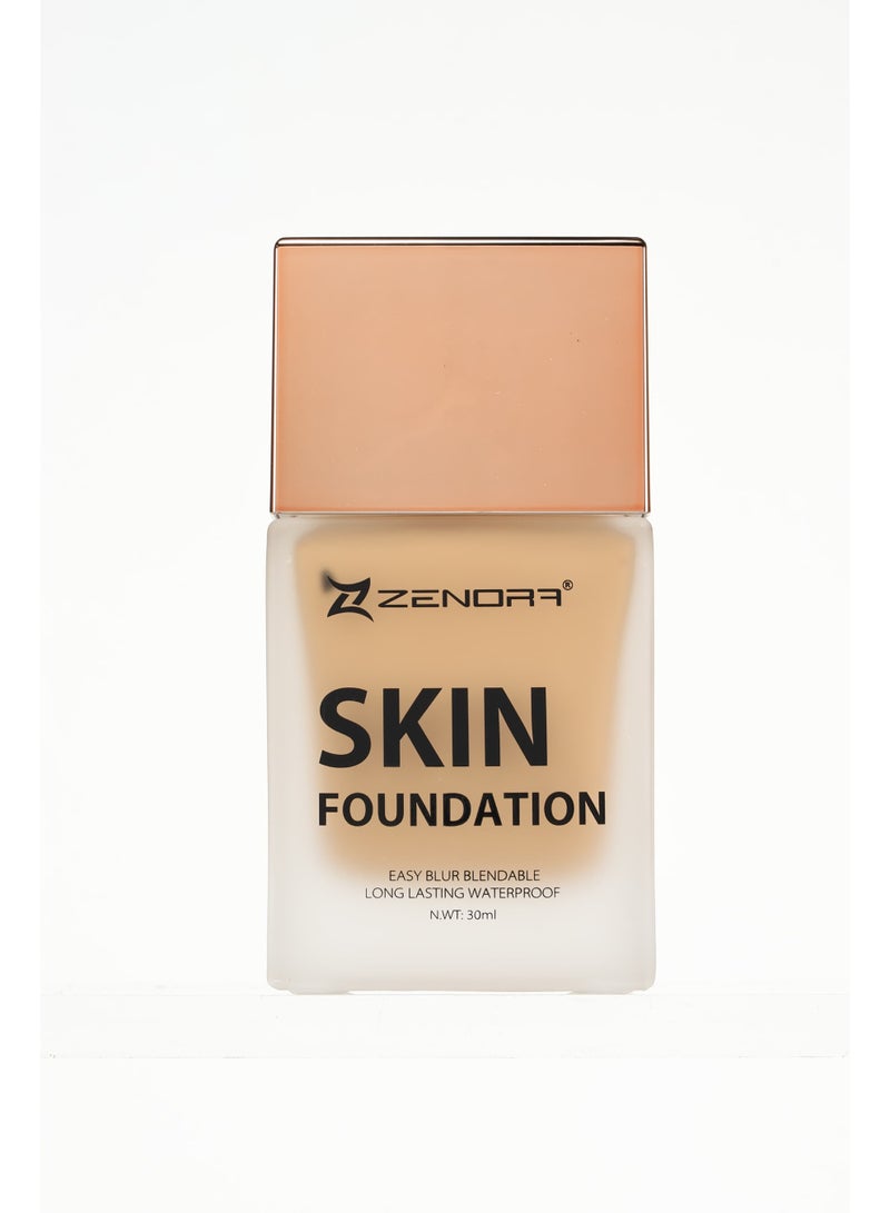 ZENORA Skin Foundation, Easy Blur Blendable, Nude Whisper, Liquid, 30ml, Long Lasting Waterproof, SPF 15 Protection, All Skin Types